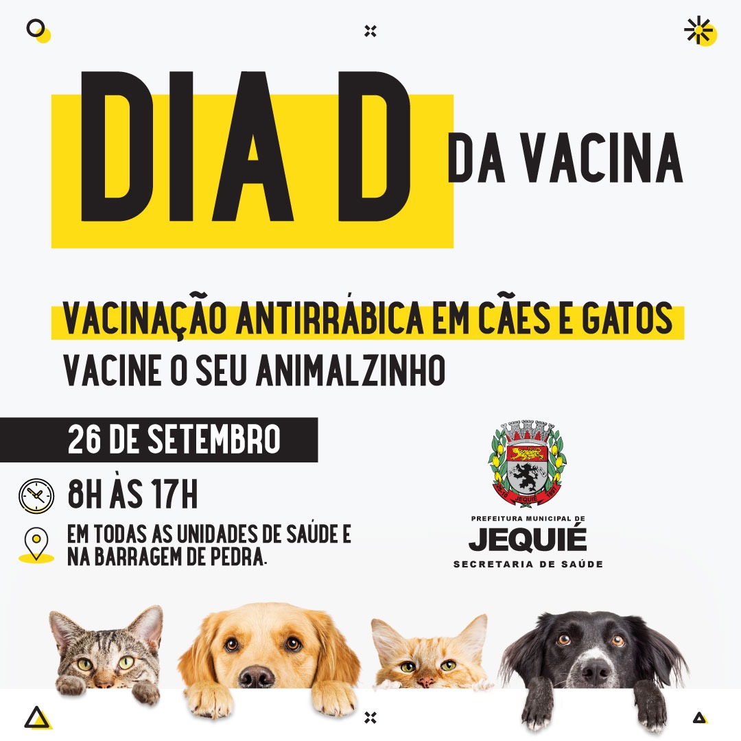 Dia D para vacinação de cães e gatos acontece neste sábado Dia D para vacinação de cães e gatos acontece neste sábado