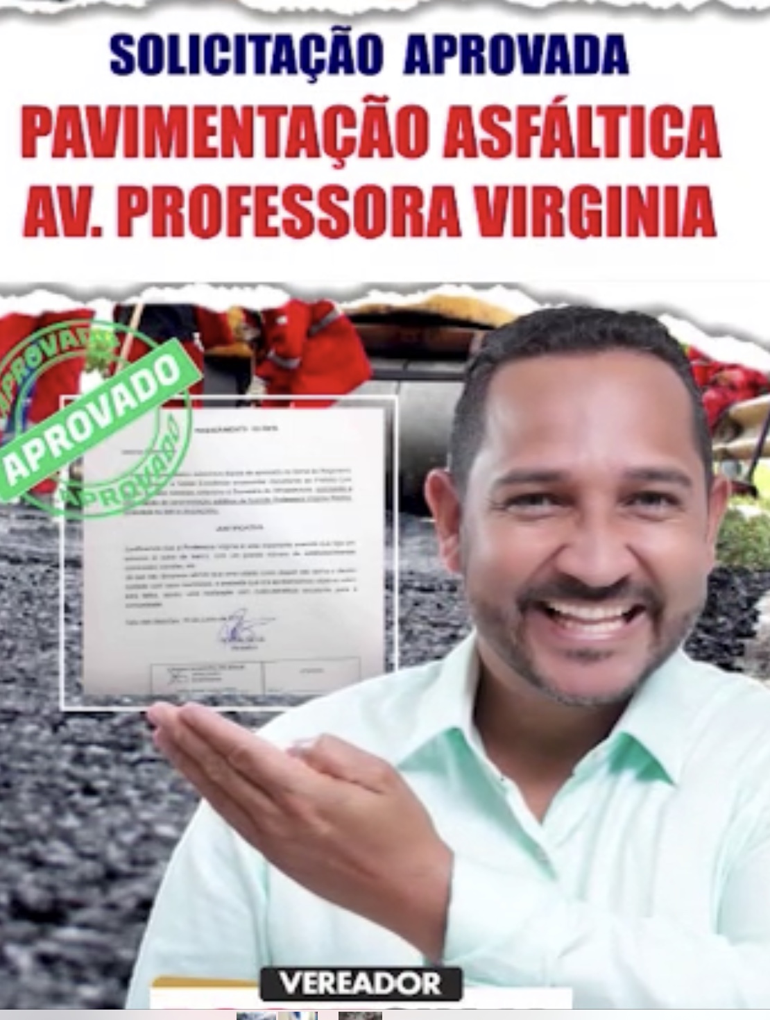 Roque Silva agradece asfaltamento da Rua Professora Virgínia Roque Silva agradece asfaltamento da Rua Professora Virgínia