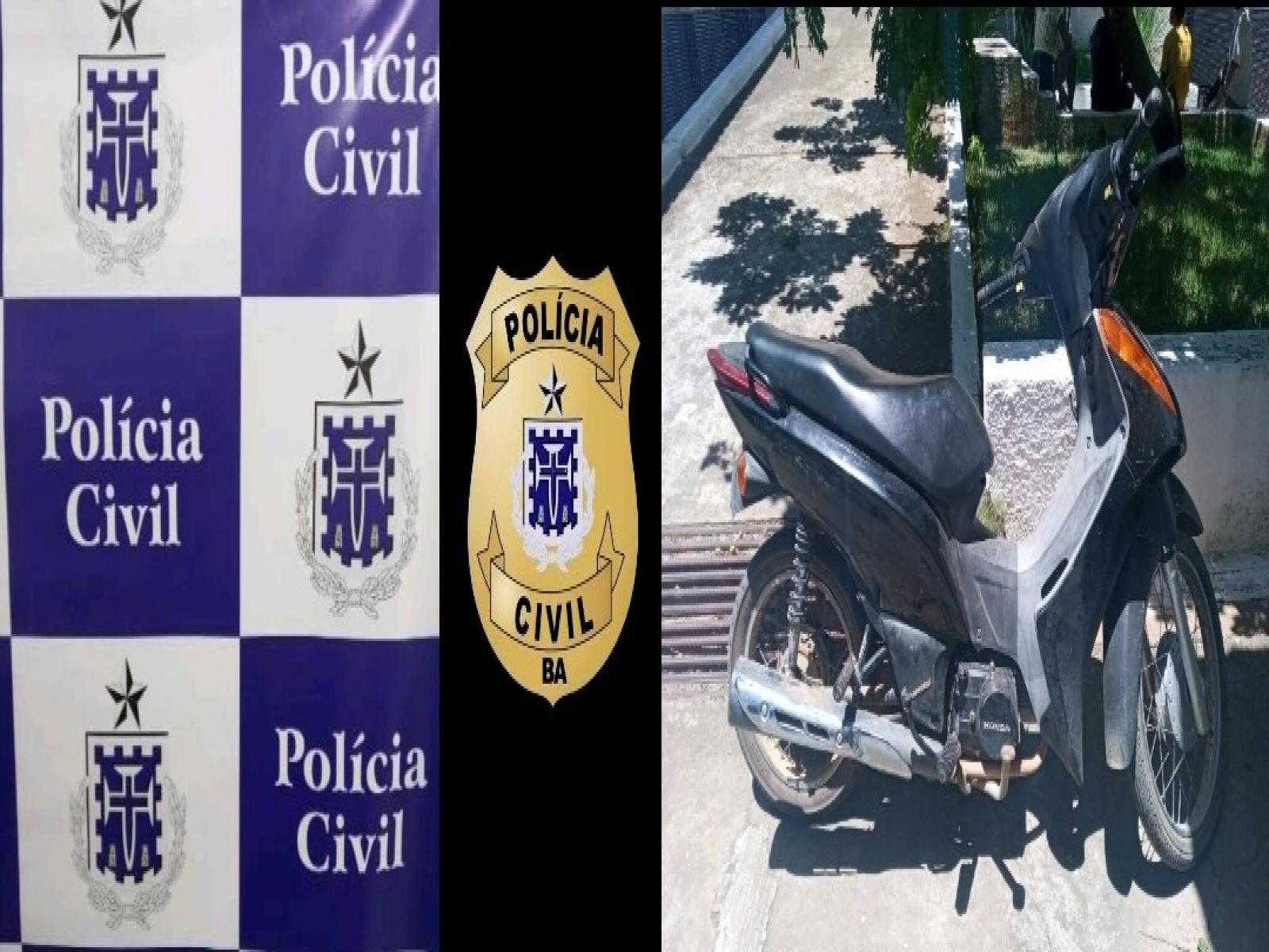 Polícia Civil recupera moto tomada de assalto no bairro Joaquim Romão.