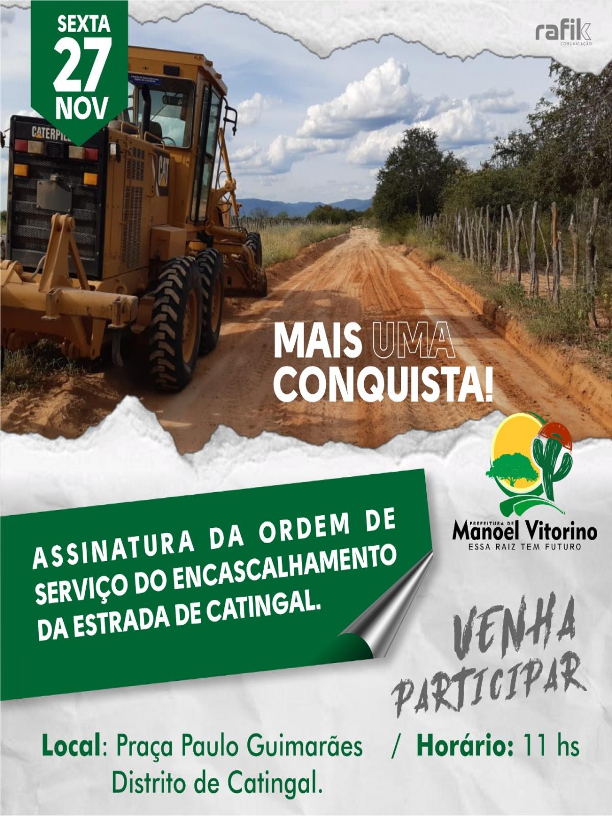 Manoel Vitorino: Prefeito assina ordem de serviço para recuperação da estrada de Catingal