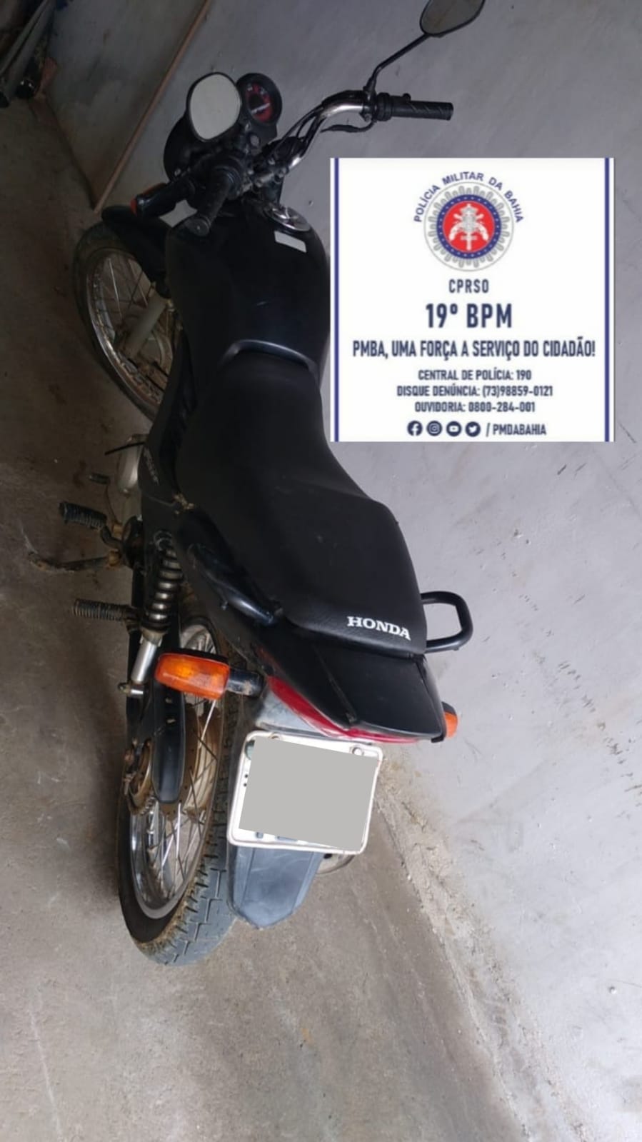 Itagi: Polícia Militar recupera moto roubada Itagi: Polícia Militar recupera moto roubada