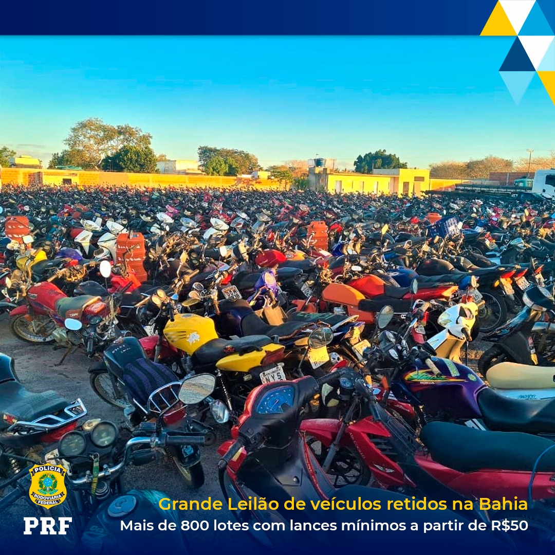 Totalmente on-line, PRF realizará mais um leilão com mais de 800 veículos retidos na Bahia Totalmente on-line, PRF realizará mais um leilão com mais de 800 veículos retidos na Bahia