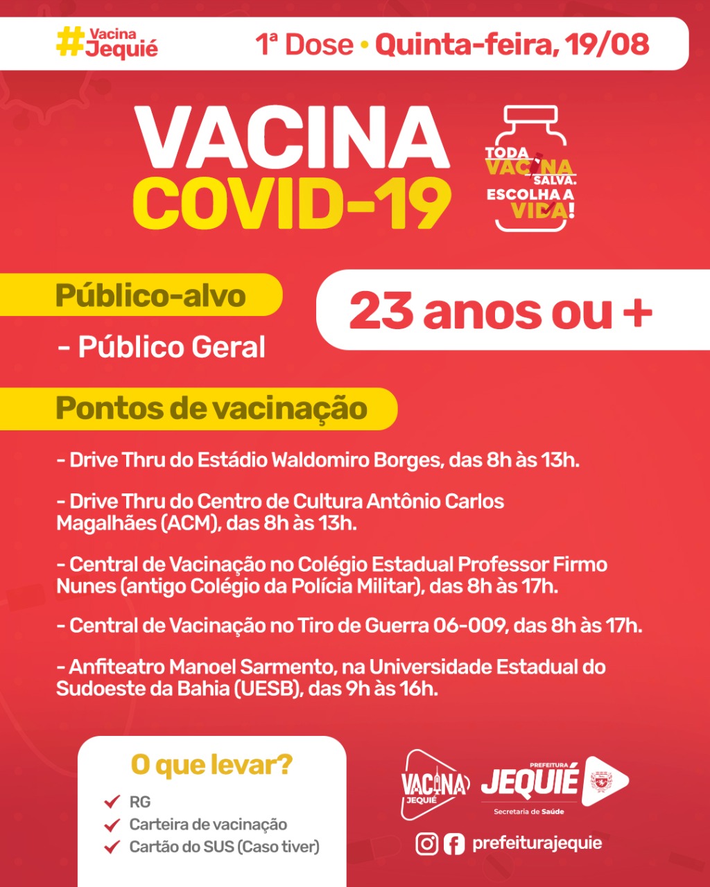 Vacinação da Covid-19 será ampliada para pessoas com idades a partir de 23 anos Vacinação da Covid-19 será ampliada para pessoas com idades a partir de 23 anos