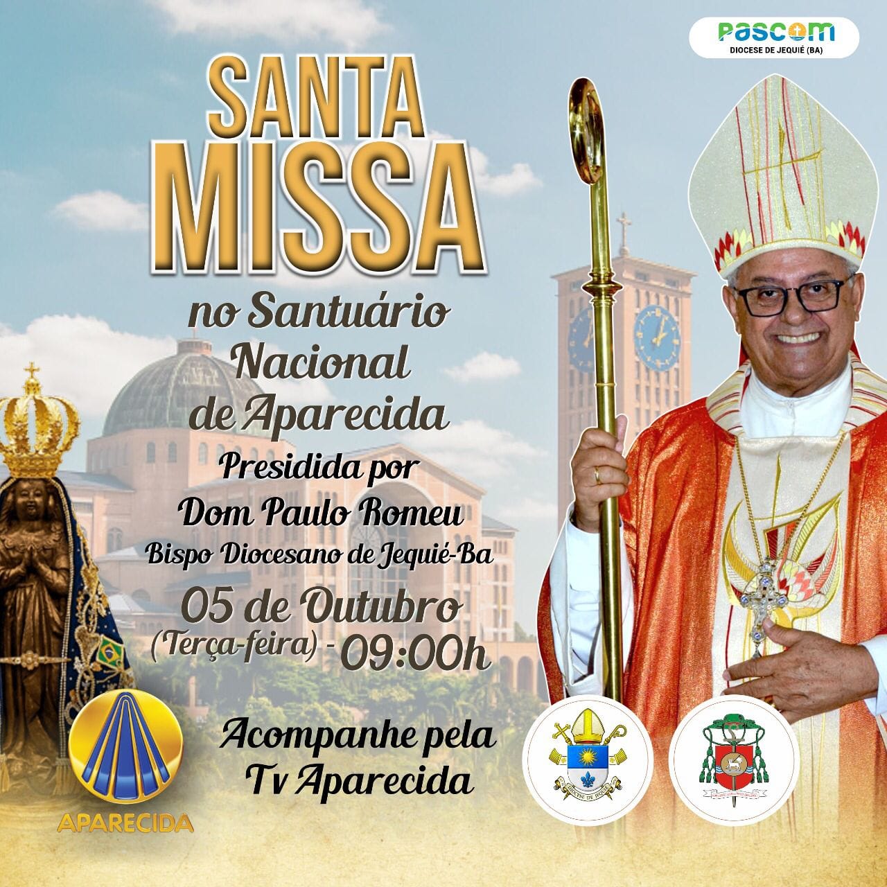 Bispo de Jequié preside missa na Brasílica de Aparecida com transmissão pela TV Bispo de Jequié preside missa na Brasílica de Aparecida com transmissão pela TV