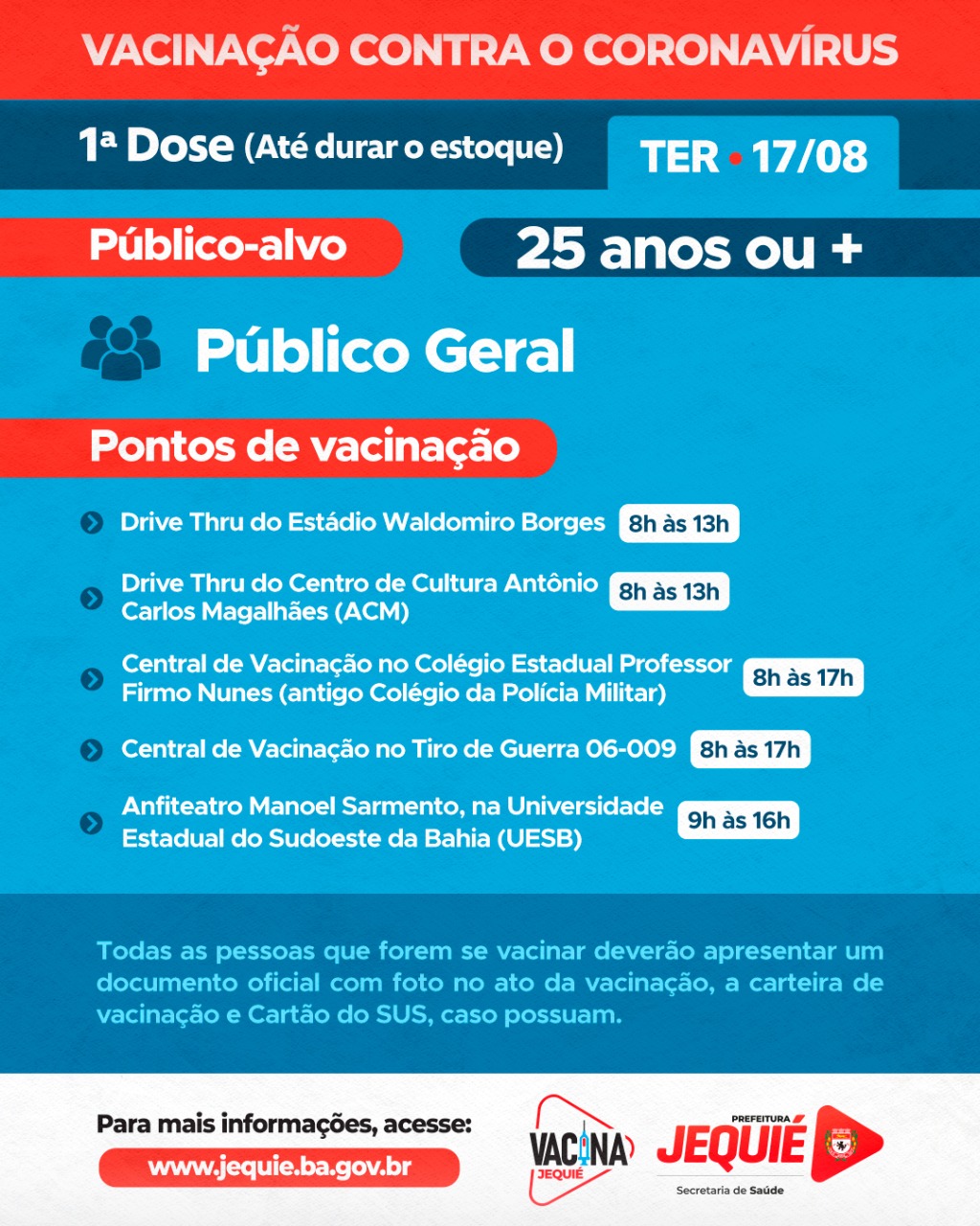 Vacinação contra a COVID 19 para pessoas com 25 anos de idade
