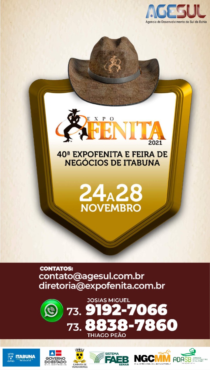 ExpoFenita - confirmada a 40° Exposição e Feira de Negócios de Itabuna ExpoFenita - confirmada a 40° Exposição e Feira de Negócios de Itabuna
