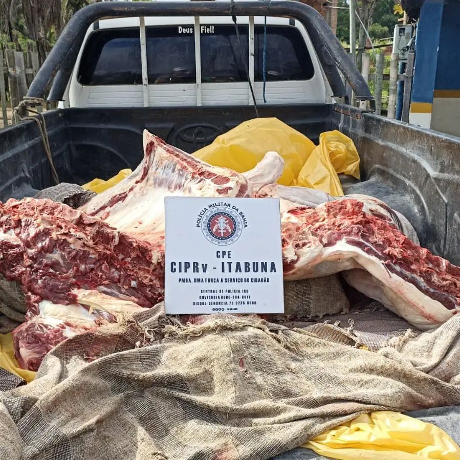Polícia Rodoviária Estadual apreendeu 15 arrobas de carne clandestina Polícia Rodoviária Estadual apreendeu 15 arrobas de carne clandestina