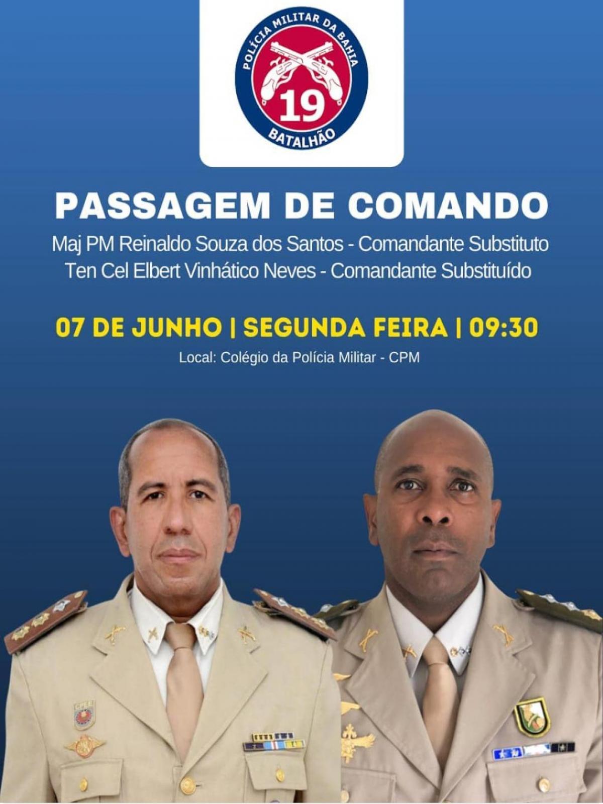 Major Reinaldo assumirá o comando 19° BPM em Jequié