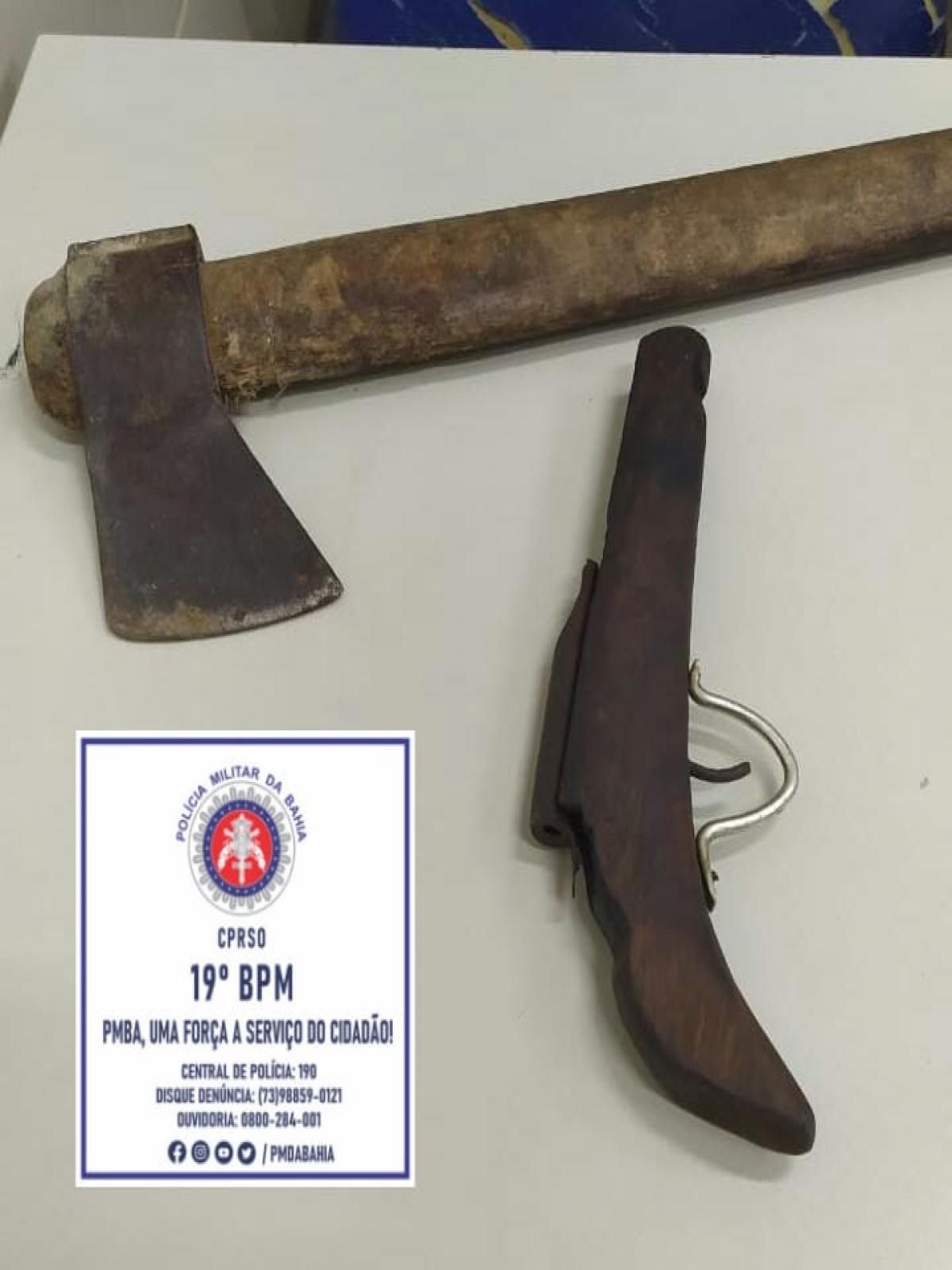 Itajuru: valentão foi detido após ameaçar moradores com arma de fogo e um machado