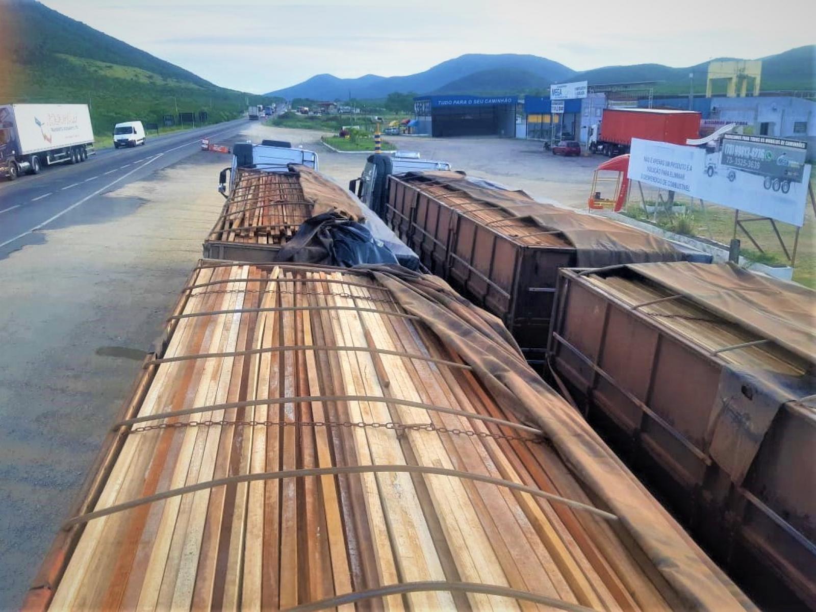 PRF apreende quase 100 toneladas de madeira transportados ilegalmente pela BR-116 em Jequié