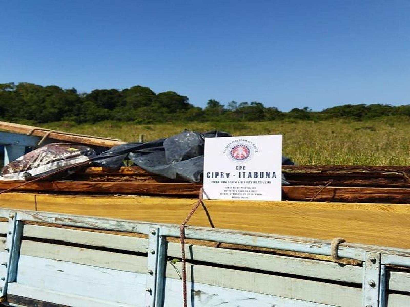 PM rodoviária apreende carregamento de madeira ilegal no sul da Bahia