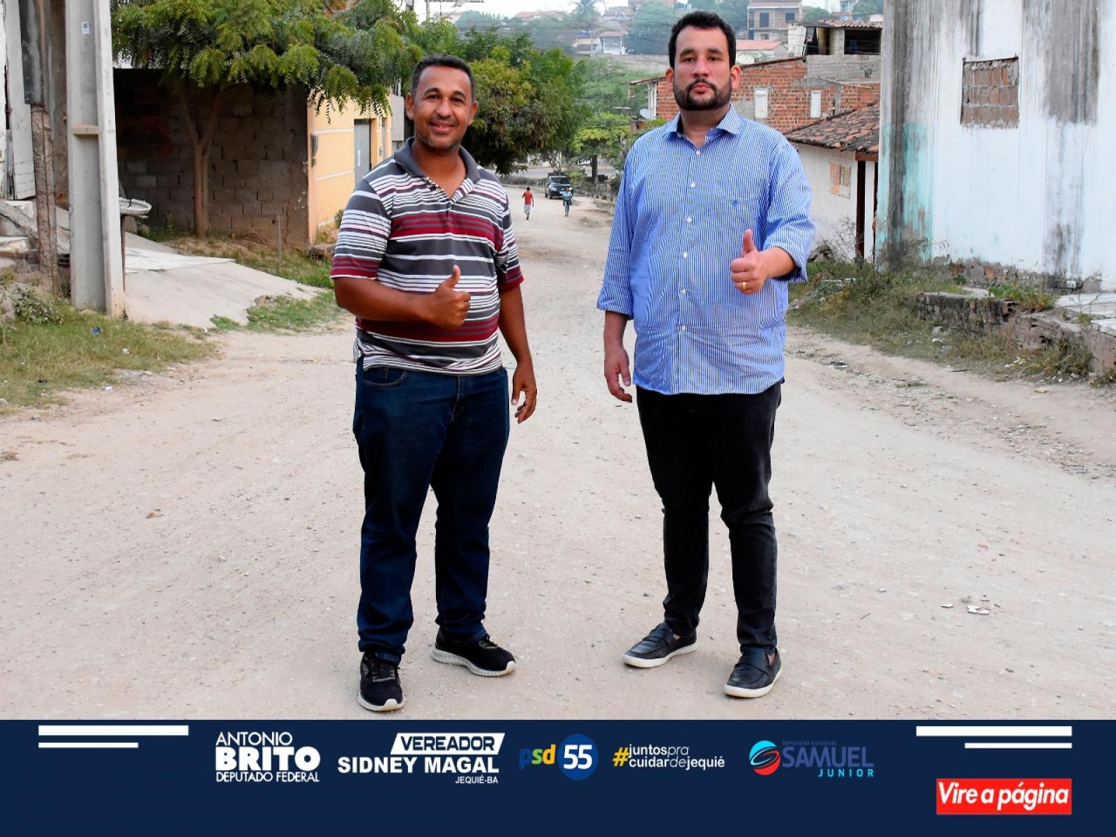 Vereador Sidney Magal e o diretor do DNOCS vistoriam ruas que serão pavimentadas no Bom Sossego