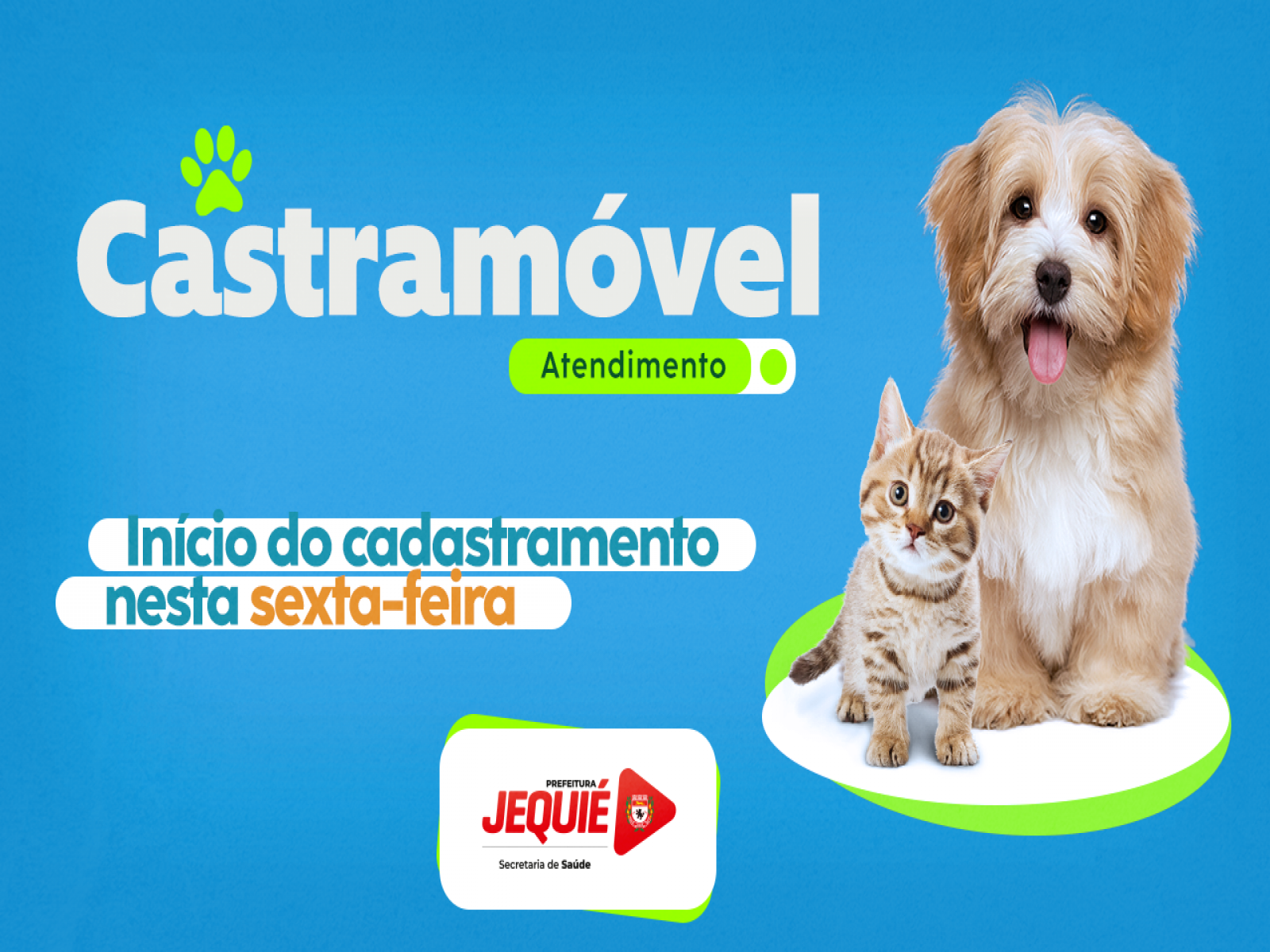 Inicia nesta sexta-feira cadastramento para atendimento do Castramóvel