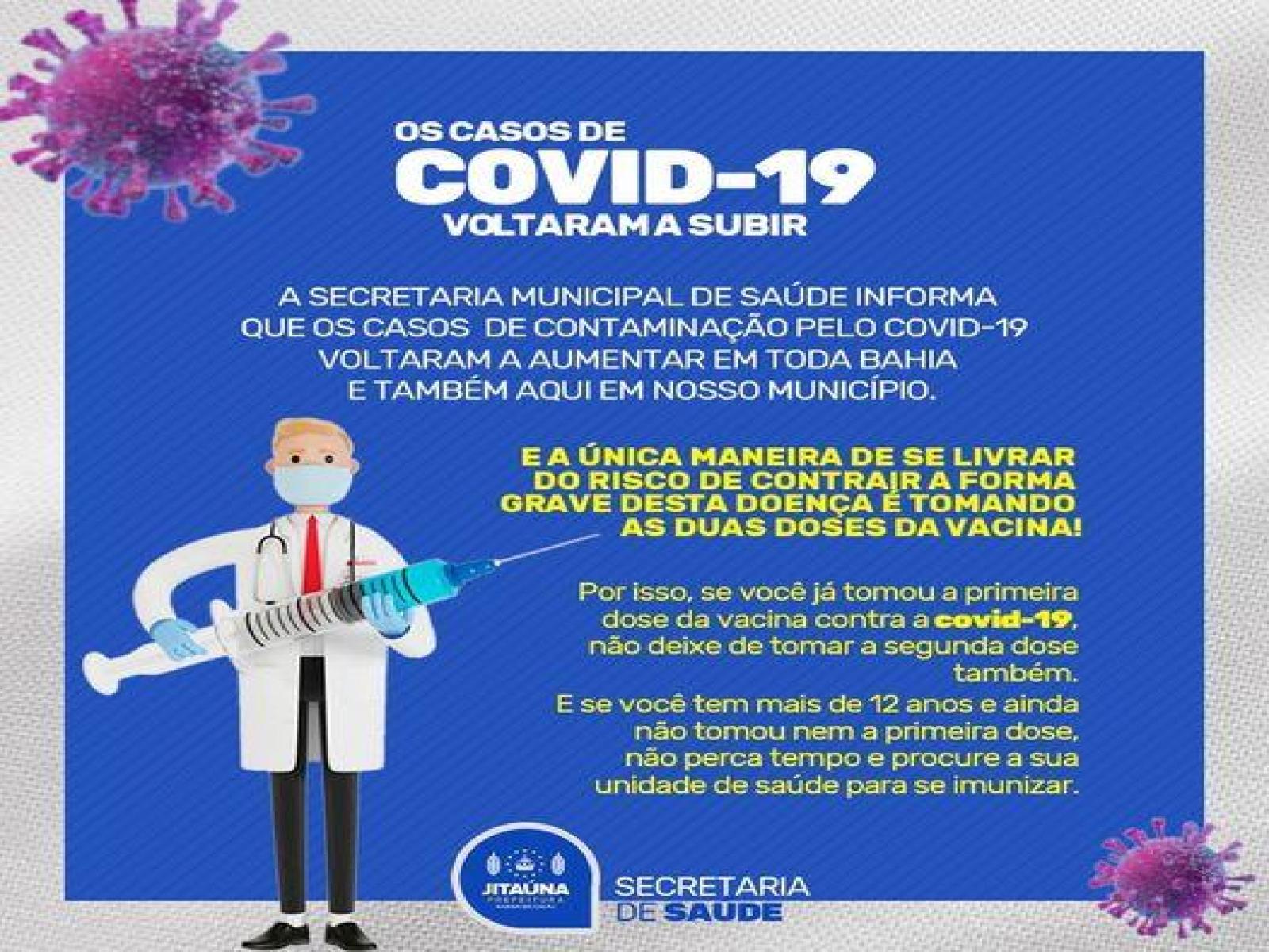 Novos casos de COVID-19 vem aumentando em Jitaúna e preocupa população