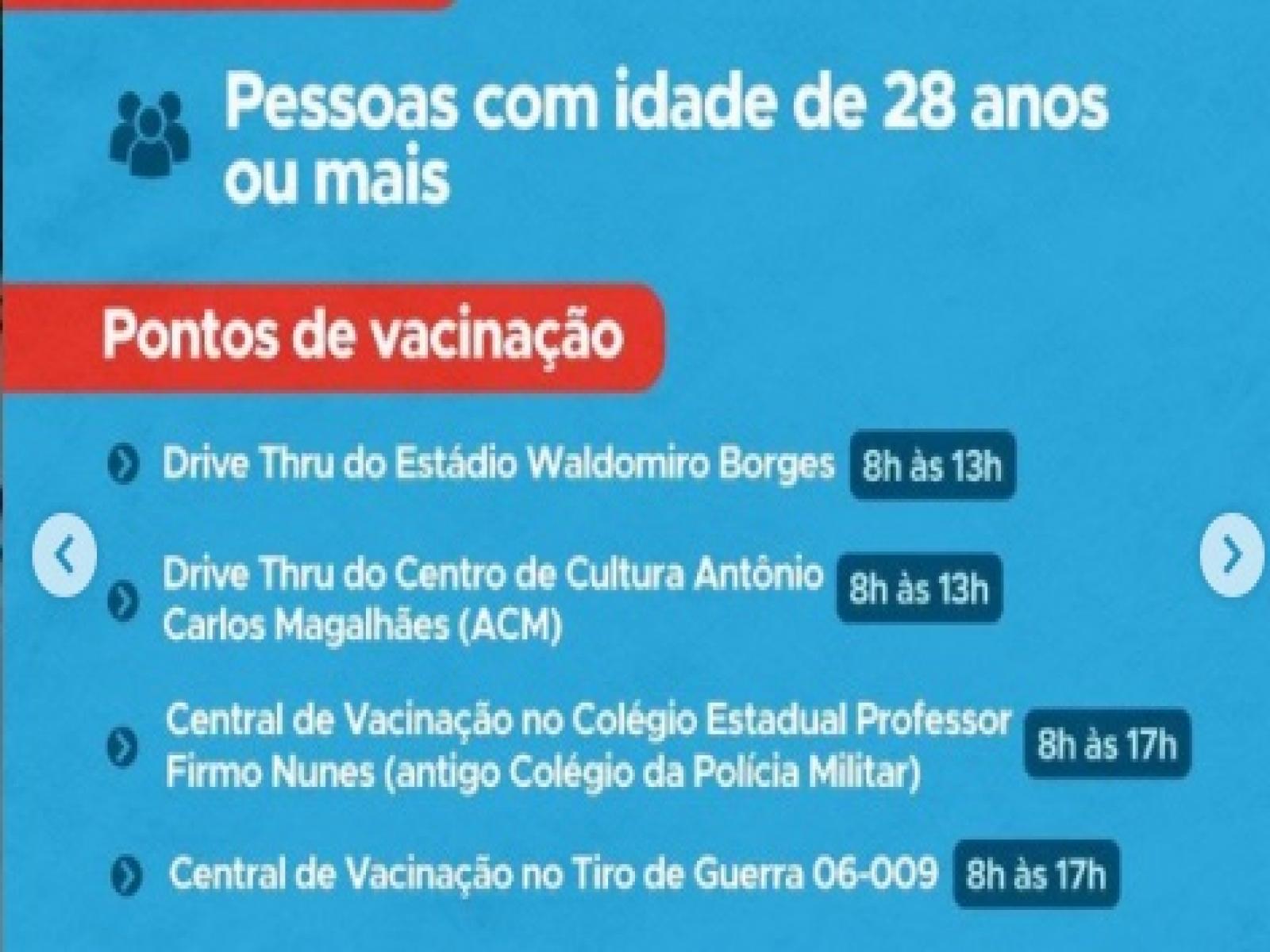 Covis 19: Jequié passa a vacinar pessoas com 28 anos nesta terça-feira