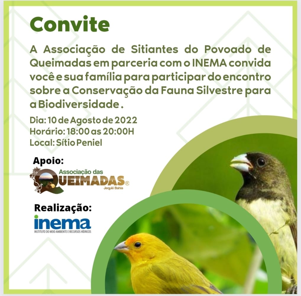 Associação do Povoado de Queimadas promove encontro sobre a Fauna Silvestre Associação do Povoado de Queimadas promove encontro sobre a Fauna Silvestre