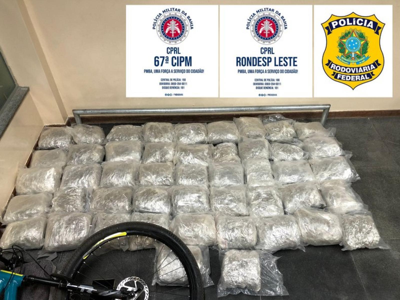 PRF apreende 53 kg de maconha em operação conjunta com PMBA