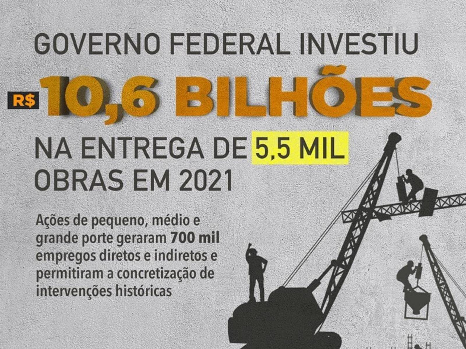 O Governo Federal finalizou 2021 com 5,5 mil obras e projetos entregues à população