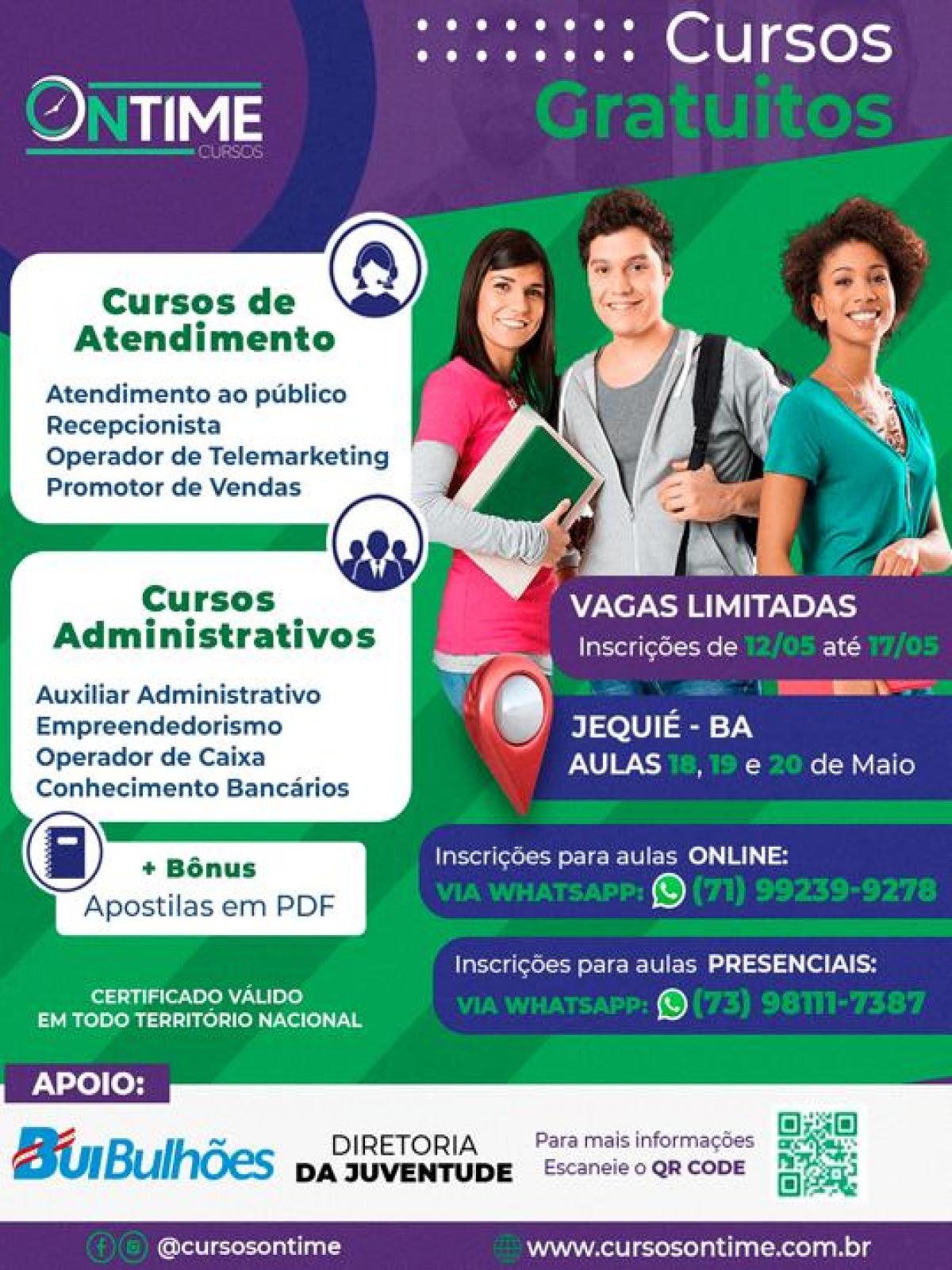 O vereador Bui Bulhões, juntamente com a Diretoria da Juventude oferece cursos gratuitos