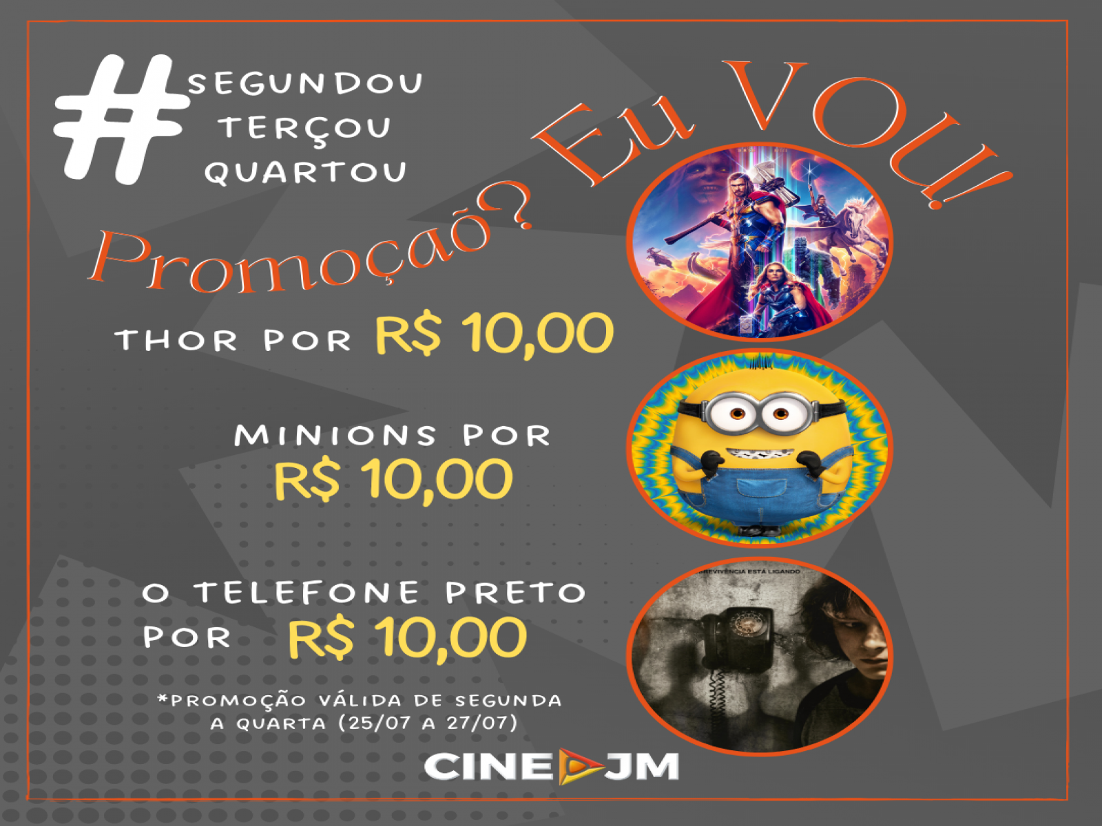 Promoção no Cine São José, ingresso a 10 reais