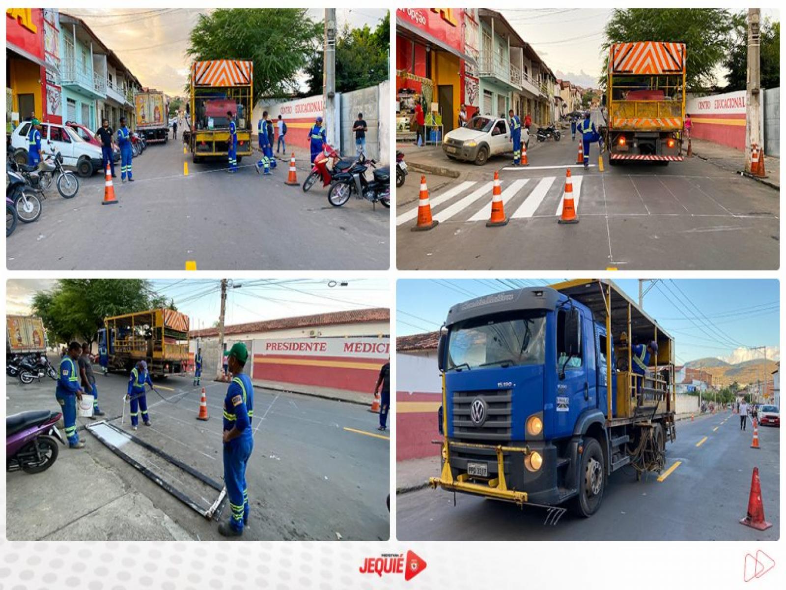 Prefeitura de Jequié amplia sinalização horizontal de ruas e avenidas