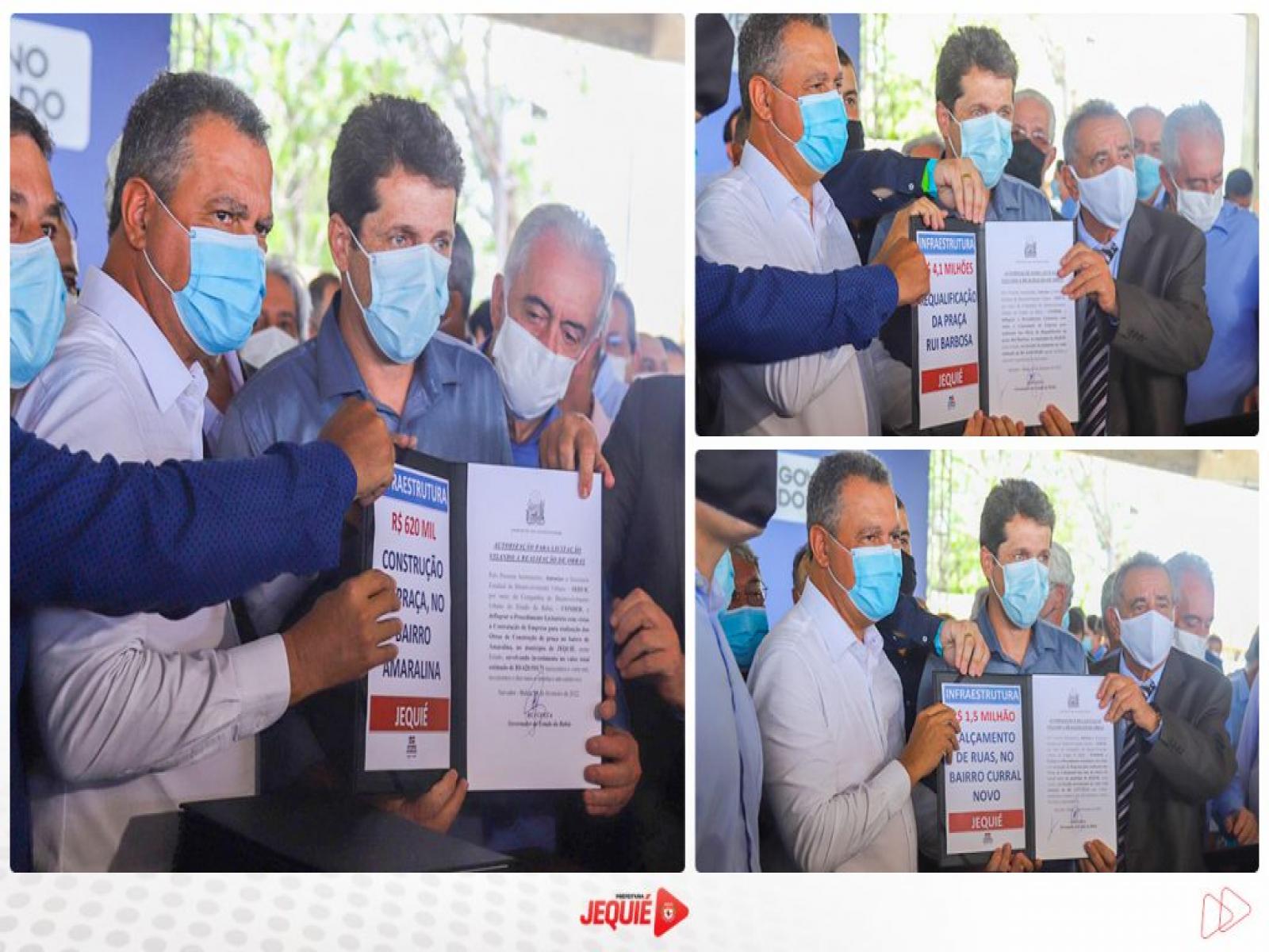 Prefeito de Jequié assina convênios com o Governo do Estado para calçamento de ruas e revitalização de praças