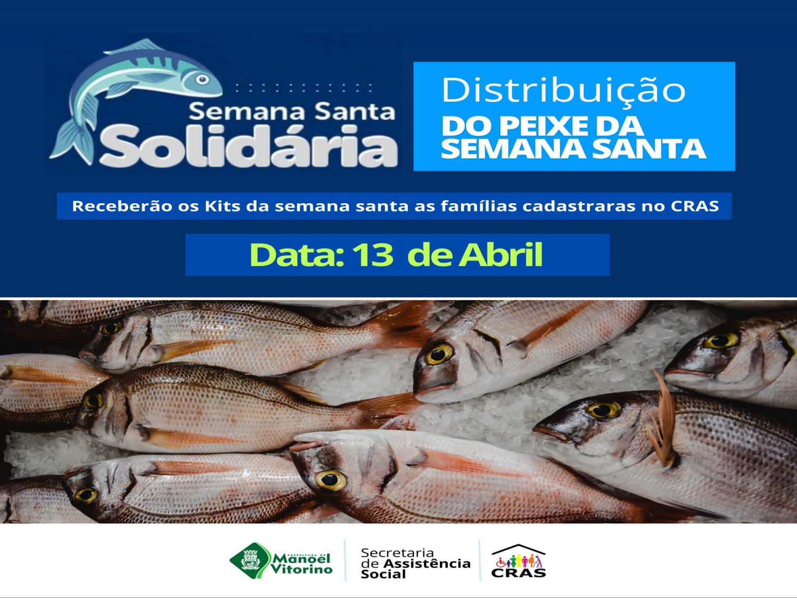 A Prefeitura Municipal de Manoel Vitorino, através da Secretaria Municipal de Assistência Social realizará a entrega do Kit Semana Santa.