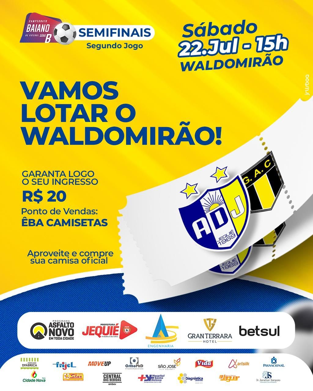 FBF liberou mais 3 mil ingressos para a partida entre Jequié e Grapiúna, compre logom seu ingresso FBF liberou mais 3 mil ingressos para a partida entre Jequié e Grapiúna, compre logom seu ingresso