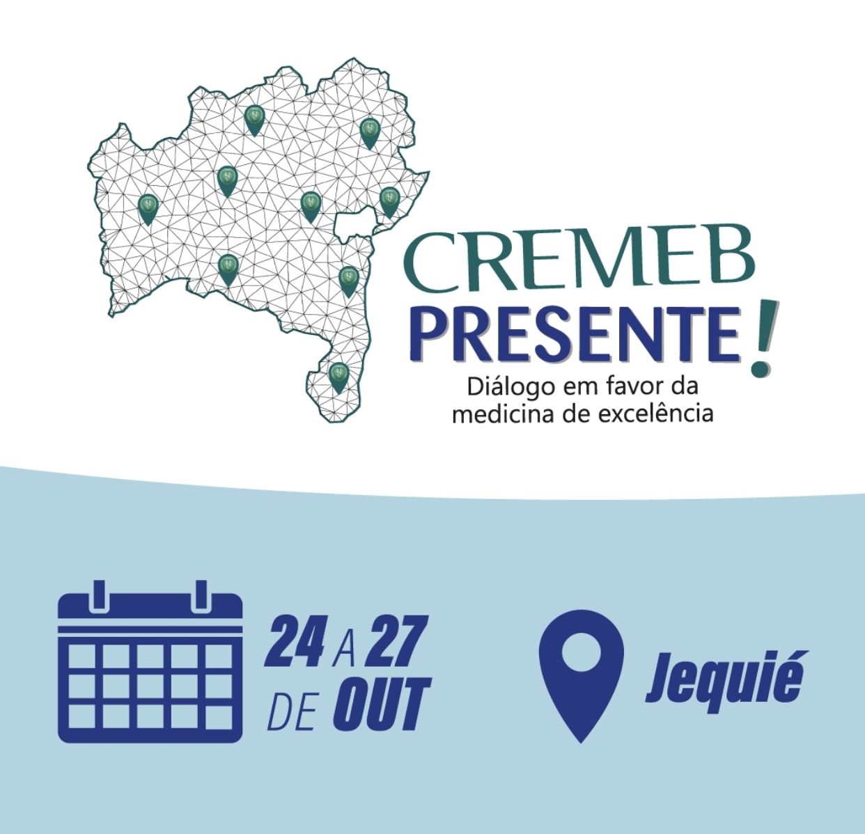Cremeb Presente! leva serviços e qualificação gratuitos para Jequié, de 24 a 27 de outubro Cremeb Presente! leva serviços e qualificação gratuitos para Jequié, de 24 a 27 de outubro