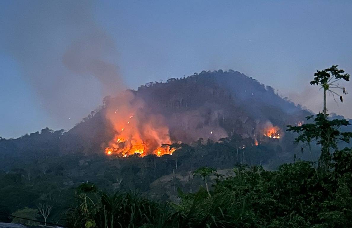 Incêndio continua atingindo área de vegetação na zona rural de Jitaúna Incêndio continua atingindo área de vegetação na zona rural de Jitaúna