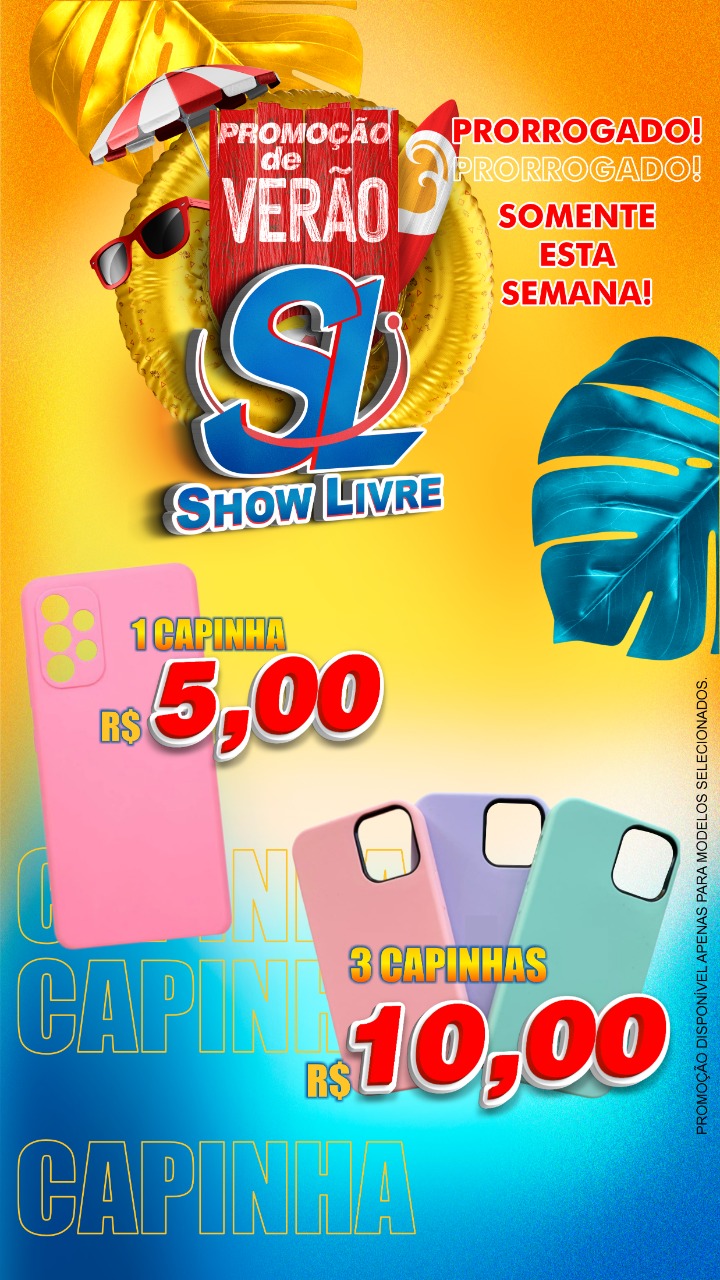 Na Show Livre 3 capinhas para celular é só R$ 10,00. Na Show Livre 3 capinhas para celular é só R$ 10,00.