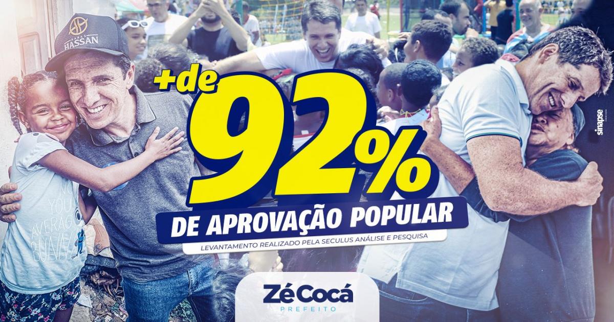 Com dois anos de mandato, aprovação do prefeito de Jequié, Zé Cocá cresce e chega a mais de 92%