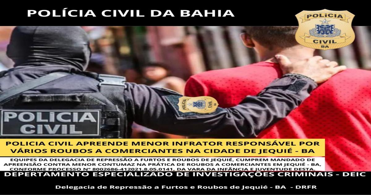 Adolescente era responsável por diversos assaltos a estabelecimentos comerciais de Jequié