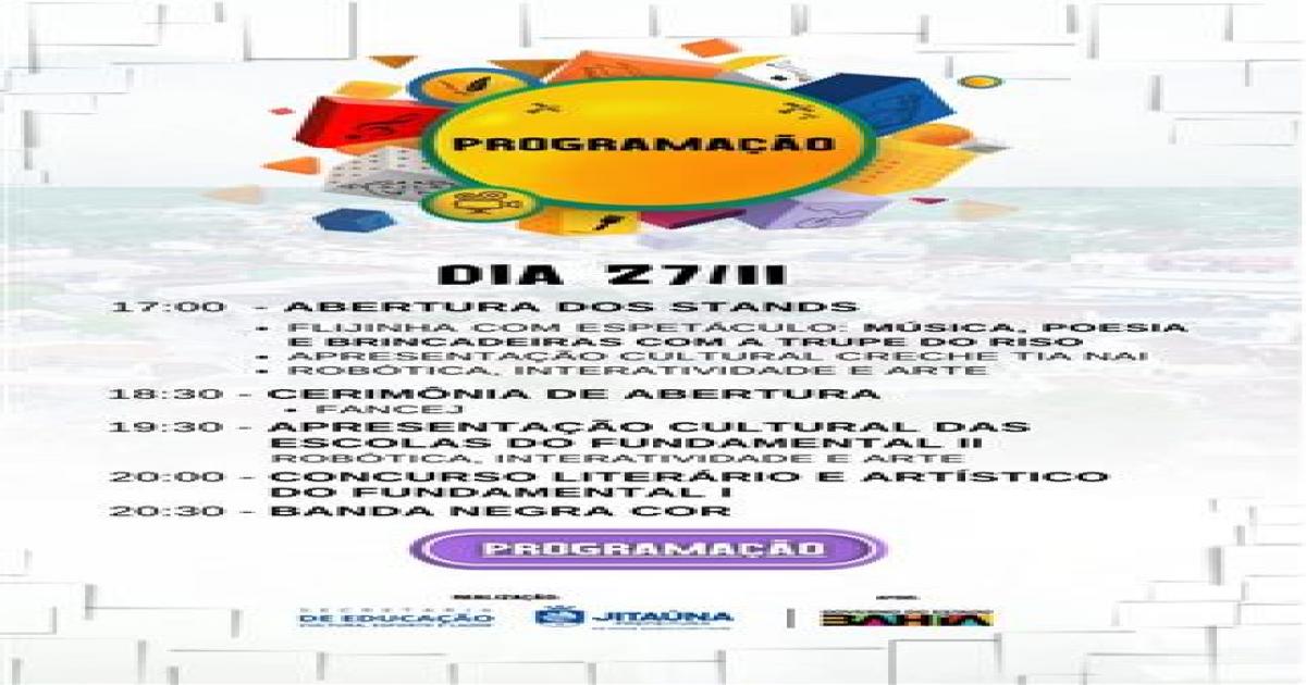 Festa Literária de Jitaúna (FLIJI) tem programação divulgada; dias 27 e 28 de novembro na Praça da feira