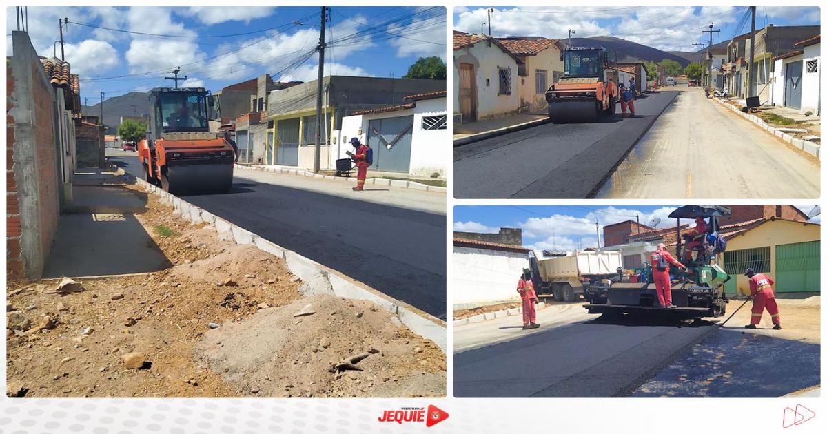 Prefeitura de Jequié segue com obras de pavimentação asfáltica e concretagem no KM 3 e Baixa do Bonfim