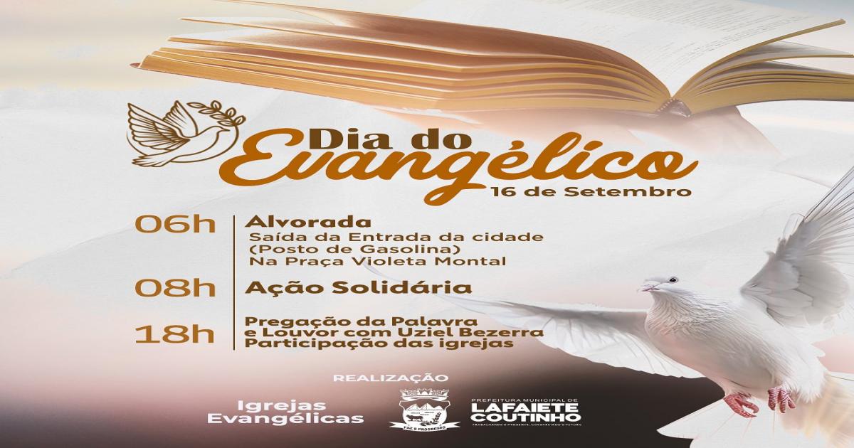 Louvor, fé e adoração irão marcar o Dia do Evangélico em Lafaiete Coutinho.