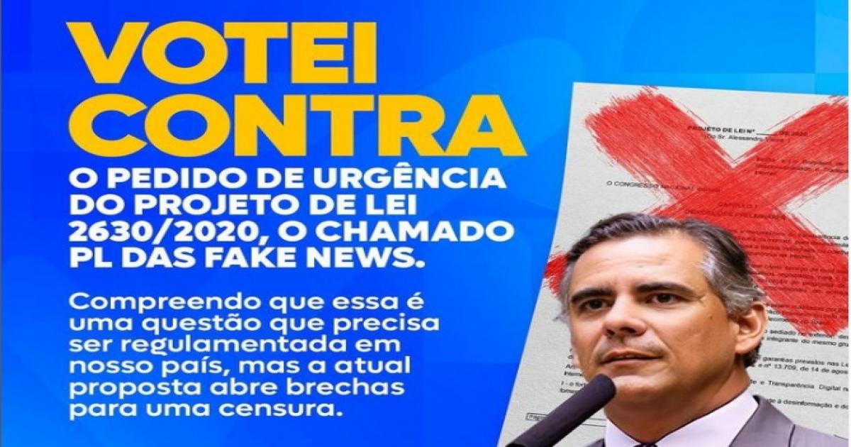 Leur Lomanto Junior vota contra a lei das Fake News