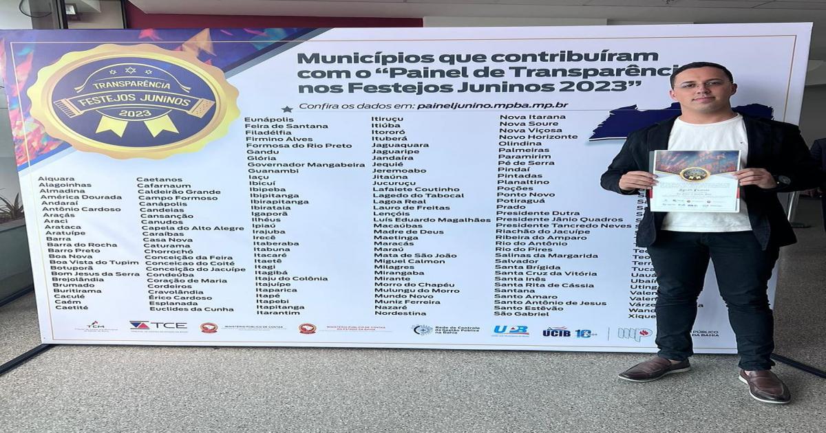 Prefeitura de Lafaiete Coutinho recebeu Selo Transparência dos Festejos Juninos 2023