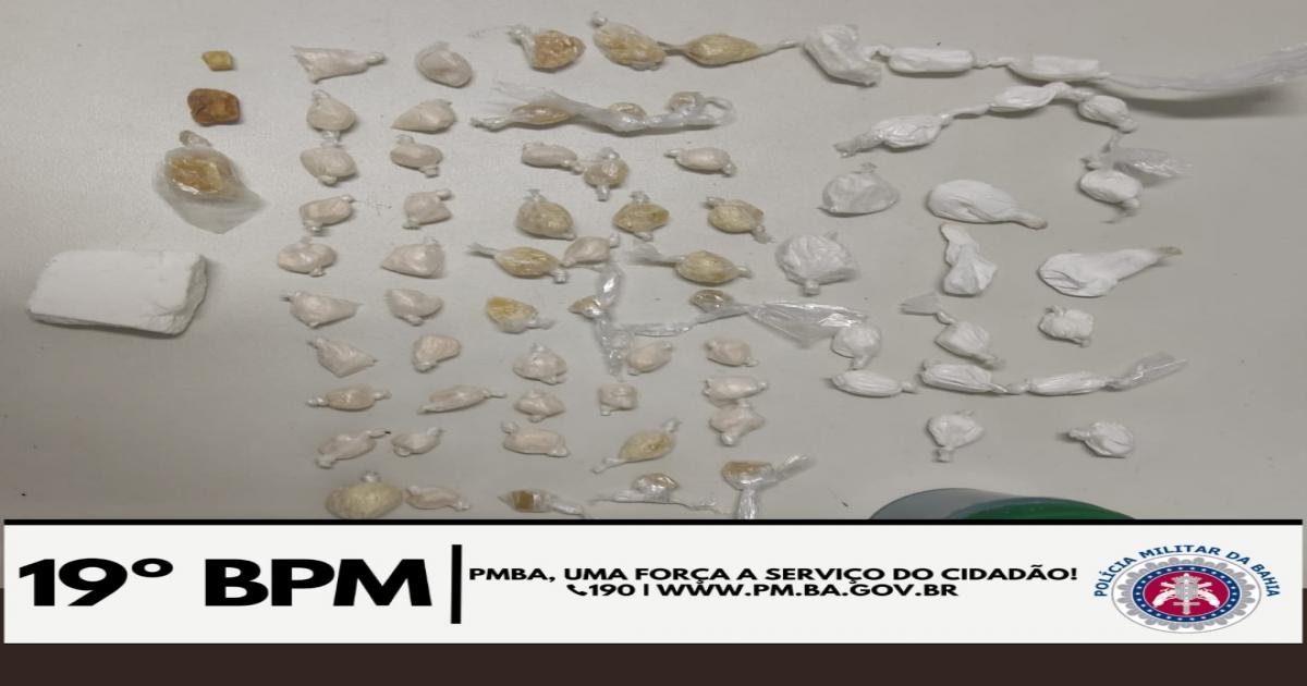Traficante é detido com pedras e trouxas de maconha e cocaína