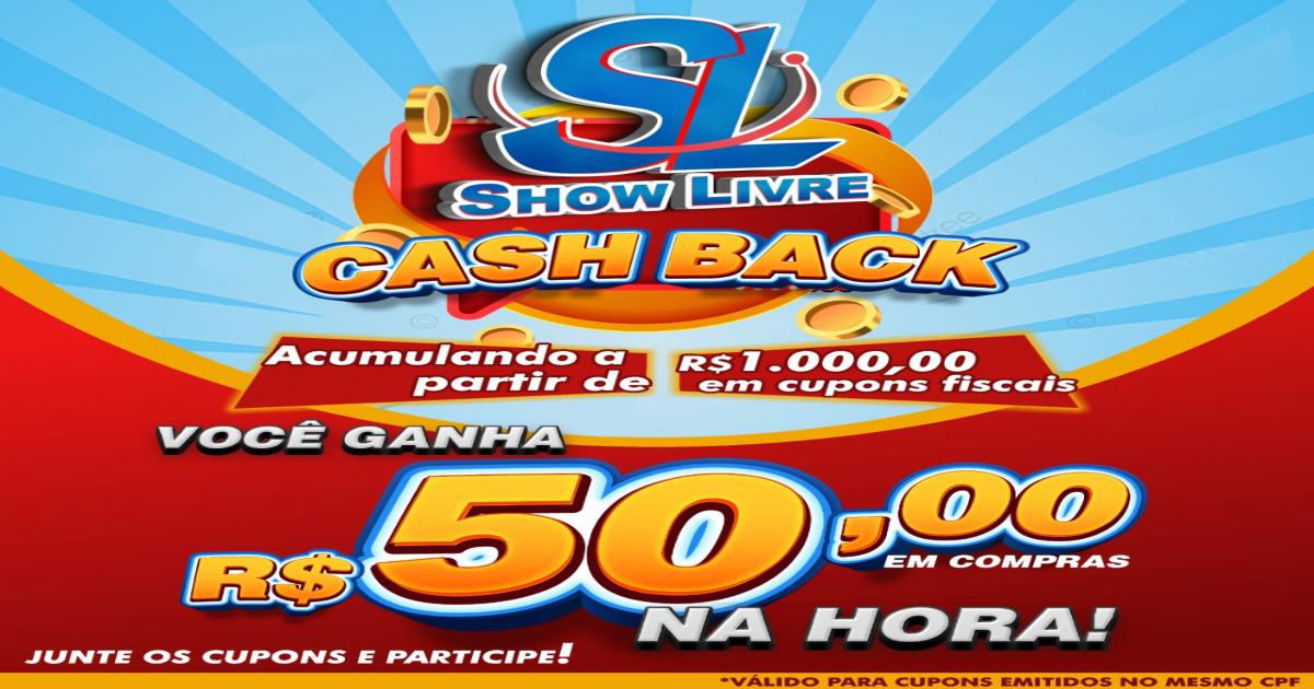 Show Livre cash back na hora