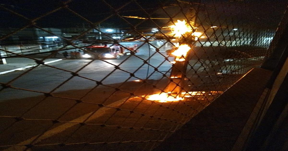 Incêndio destrói fiação de poste no bairro São José