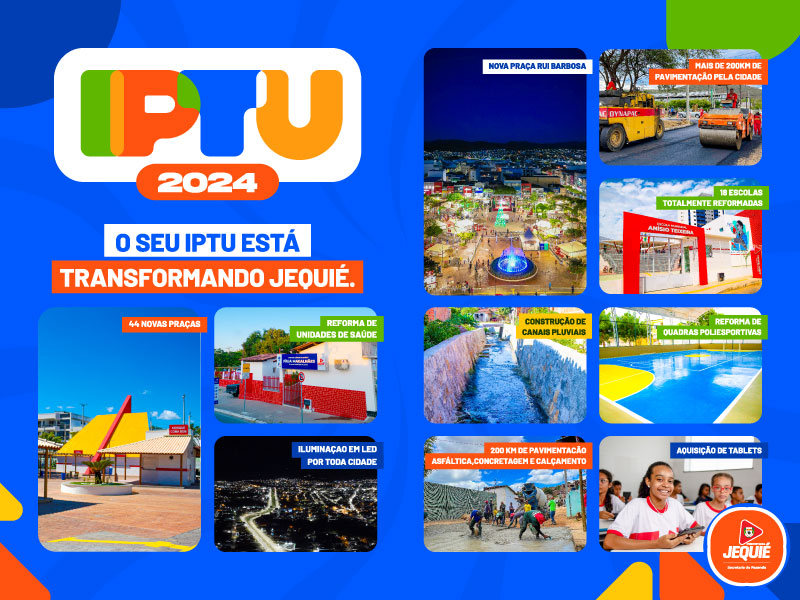 Prefeitura de Jequié inicia campanha do IPTU 2024 com desconto de até 25% para pagamento em cota única Prefeitura de Jequié inicia campanha do IPTU 2024 com desconto de até 25% para pagamento em cota única