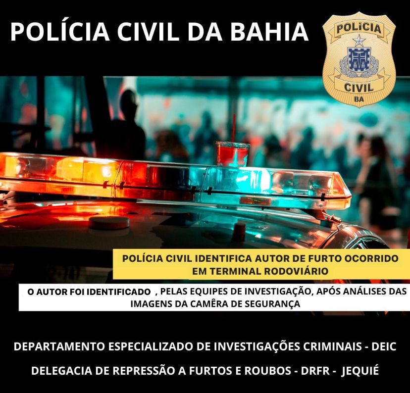 Polícia Civil identifica autor de furto à idoso em terminal rodoviário na cidade de Jequié Polícia Civil identifica autor de furto à idoso em terminal rodoviário na cidade de Jequié