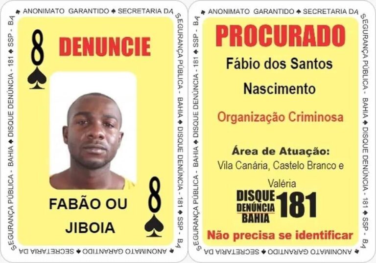FICCO Bahia e PM de SP localizam 8 de Espadas do Baralho do Crime da SSP FICCO Bahia e PM de SP localizam 8 de Espadas do Baralho do Crime da SSP
