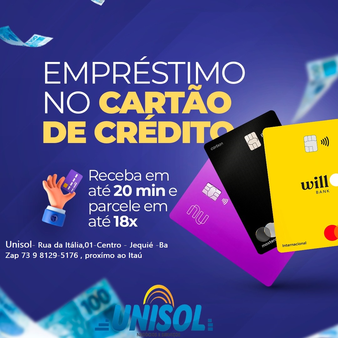 Unisol oferece empréstimo no cartão de crédito Unisol oferece empréstimo no cartão de crédito
