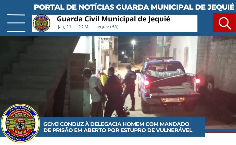 GCMJ conduz à delegacia homem com mandado de prisão em aberto por estupro de vulnerável. GCMJ conduz à delegacia homem com mandado de prisão em aberto por estupro de vulnerável.