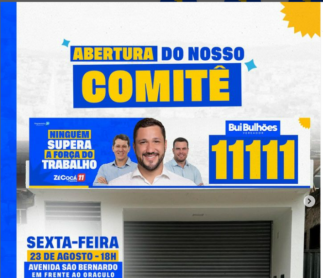 Agenda: Bui Bulhões inaugura comitês nesta sexta-feira Agenda: Bui Bulhões inaugura comitês nesta sexta-feira