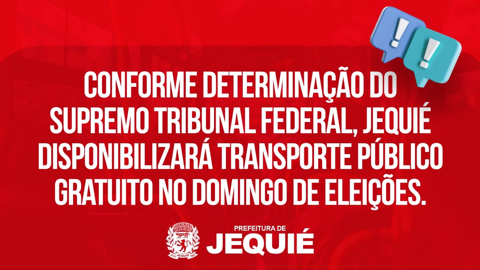 Conforme determinação do Supremo Tribunal Federal, Jequié disponibilizará transporte público gratuito