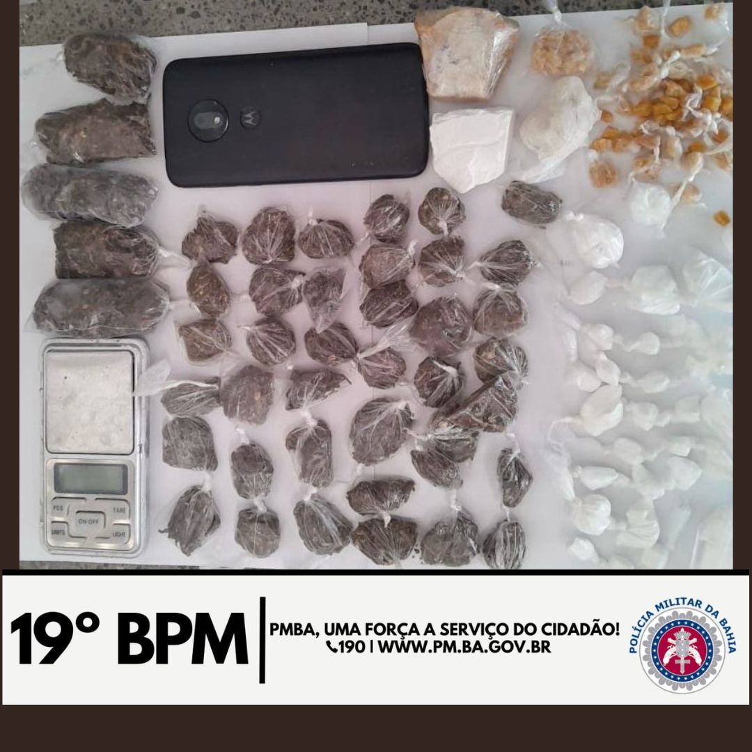 Drogas e celular estavam em poder de traficante no Alto da Bela Vista Drogas e celular estavam em poder de traficante no Alto da Bela Vista