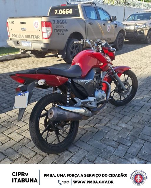 TOR apreende moto roubada em Serra Grande TOR apreende moto roubada em Serra Grande